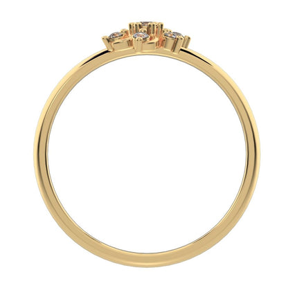 0.08 ct Round Cut Moissanite dainty Minimalist star floral cluster halo light 14K / 18K Solid Yellow Gold everyday ring