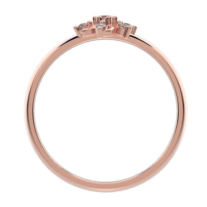 0.08 ct Round Cut Simulated Clear Diamond dainty Minimalist star floral cluster halo light 14K / 18K Solid Rose Gold everyday ring