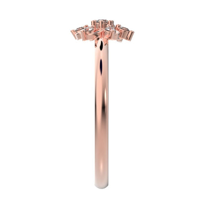 0.08 ct Round Cut Simulated Clear Diamond dainty Minimalist star floral cluster halo light 14K / 18K Solid Rose Gold everyday ring