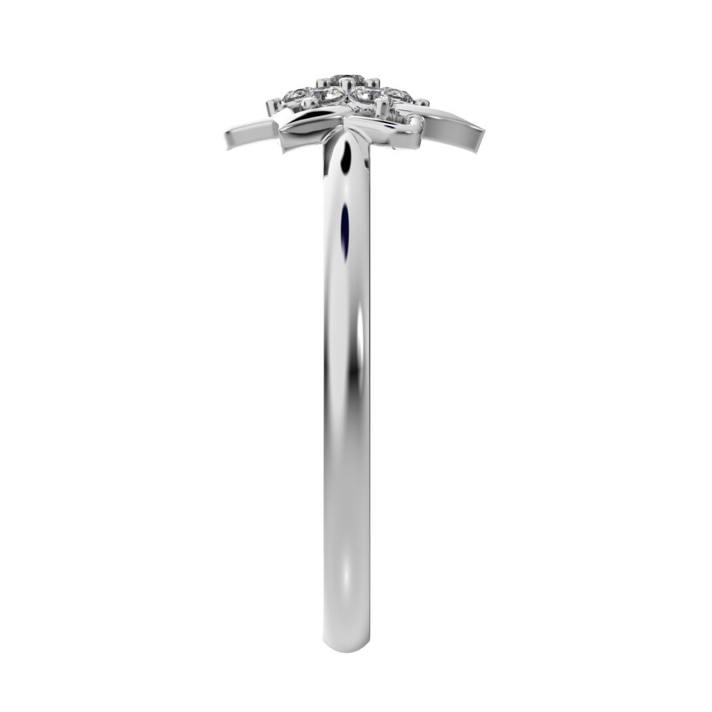 0.075 ct Round Cut Moissanite dainty Minimalist star floral cluster halo petal pyramid 14K / 18K Solid White Gold everyday ring