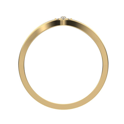 0.05 ct Round Cut Simulated Clear Diamond dainty Minimalist signet cluster halo 14K / 18K Solid Yellow Gold everyday ring
