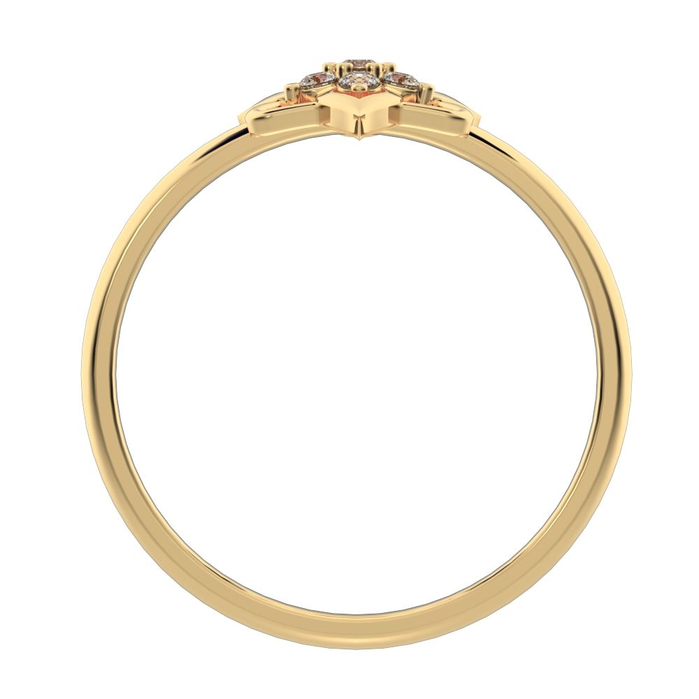 0.075 ct Round Cut Simulated Clear Diamond dainty Minimalist star floral halo petal snow flake 14K / 18K Solid Yellow Gold everyday ring