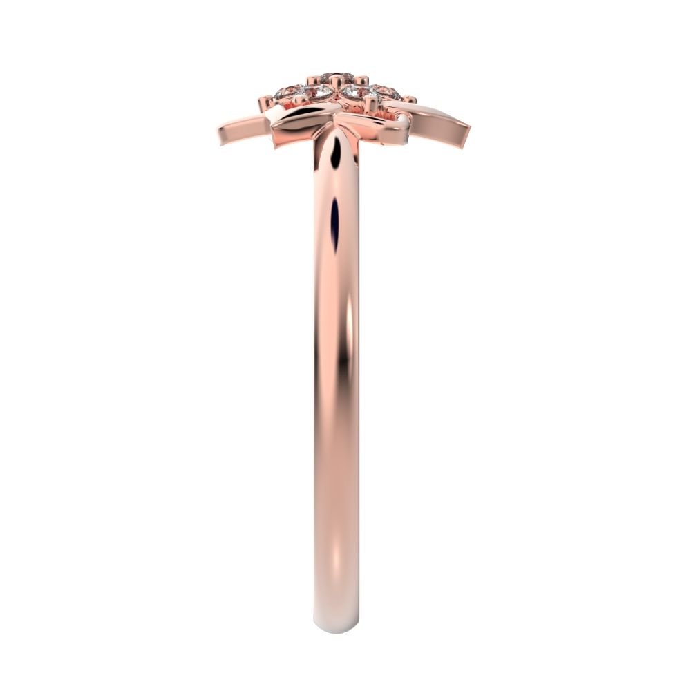 0.075 ct Round Cut Moissanite dainty Minimalist star floral cluster halo petal snow flake 14K / 18K Solid Rose Gold everyday ring