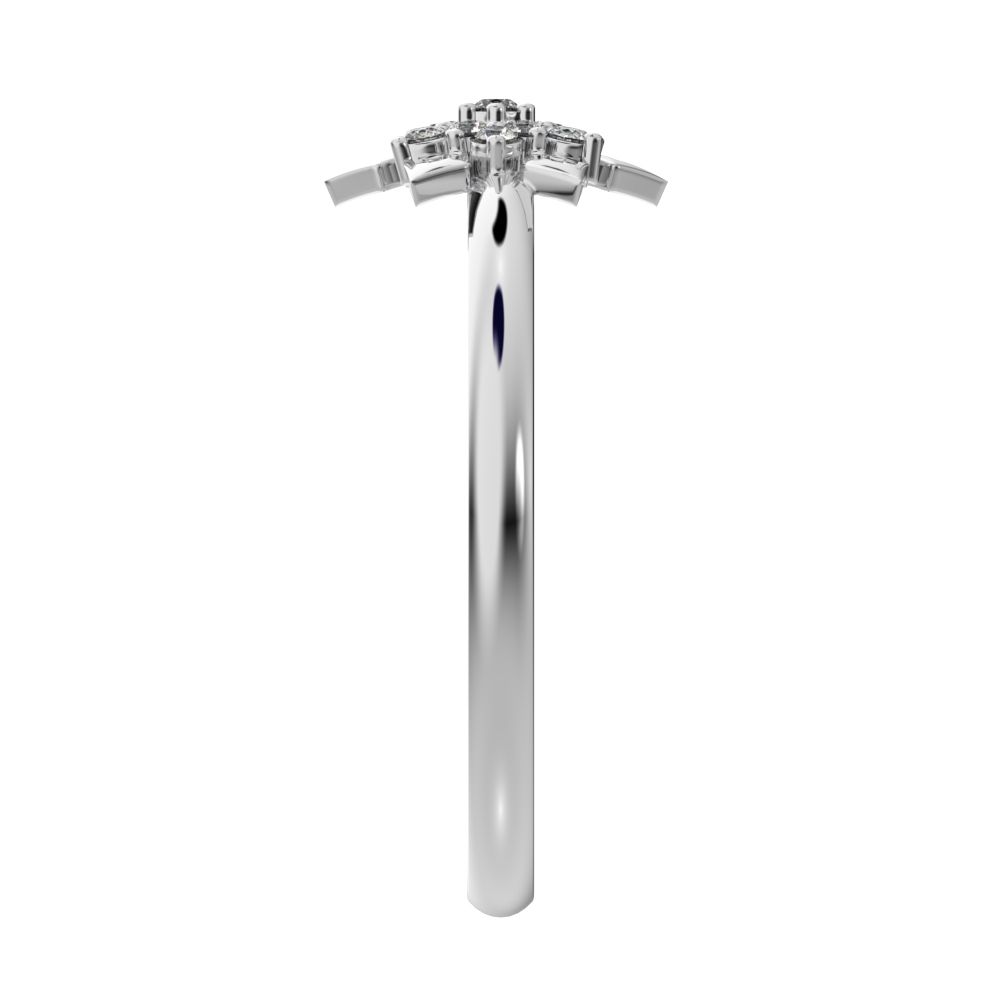 0.07 ct Round Cut Moissanite dainty Minimalist star floral cluster halo petal snow flake 14K / 18K Solid White Gold everyday ring