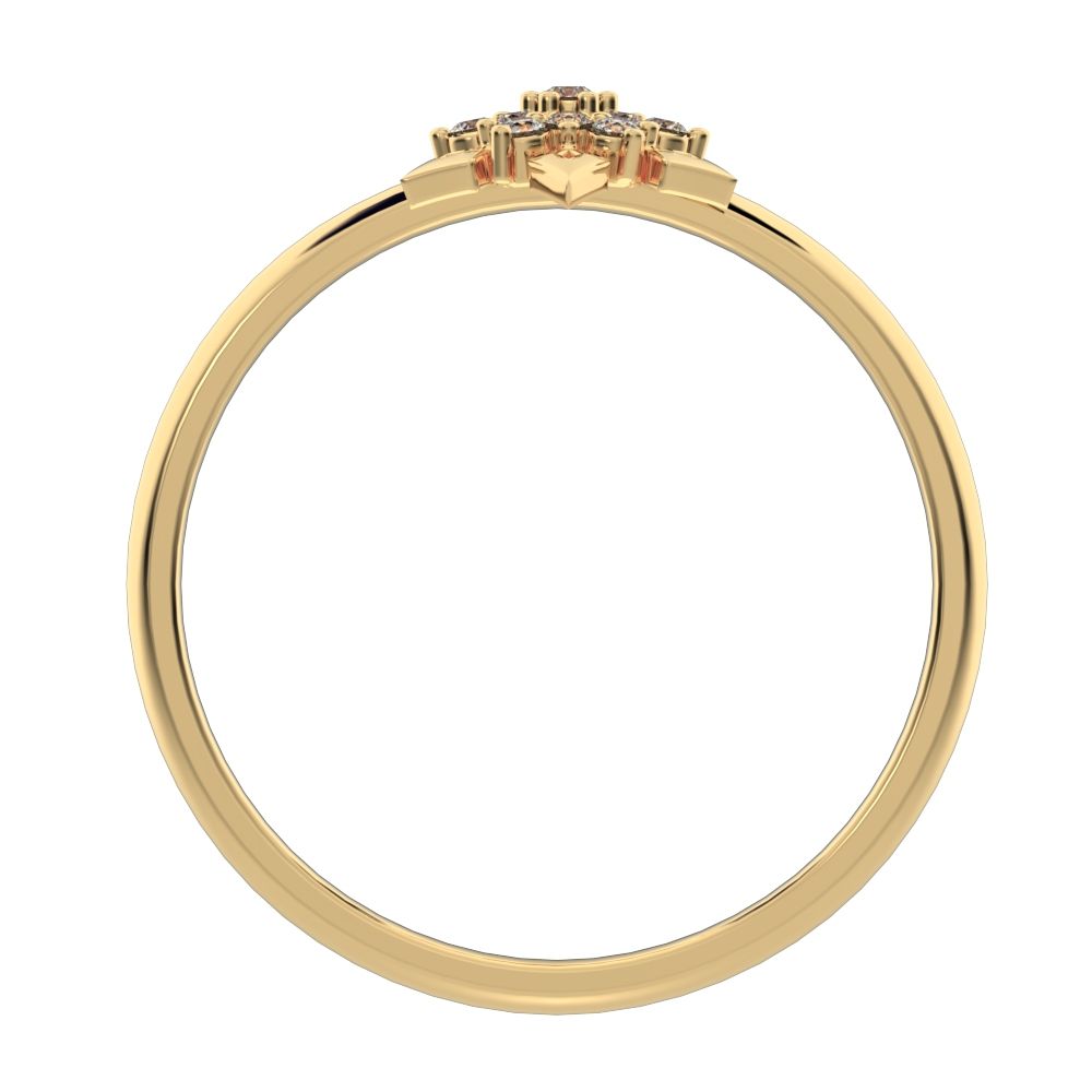 0.07 ct Round Cut Moissanite dainty Minimalist star floral cluster halo petal snow flake 14K / 18K Solid Yellow Gold everyday ring