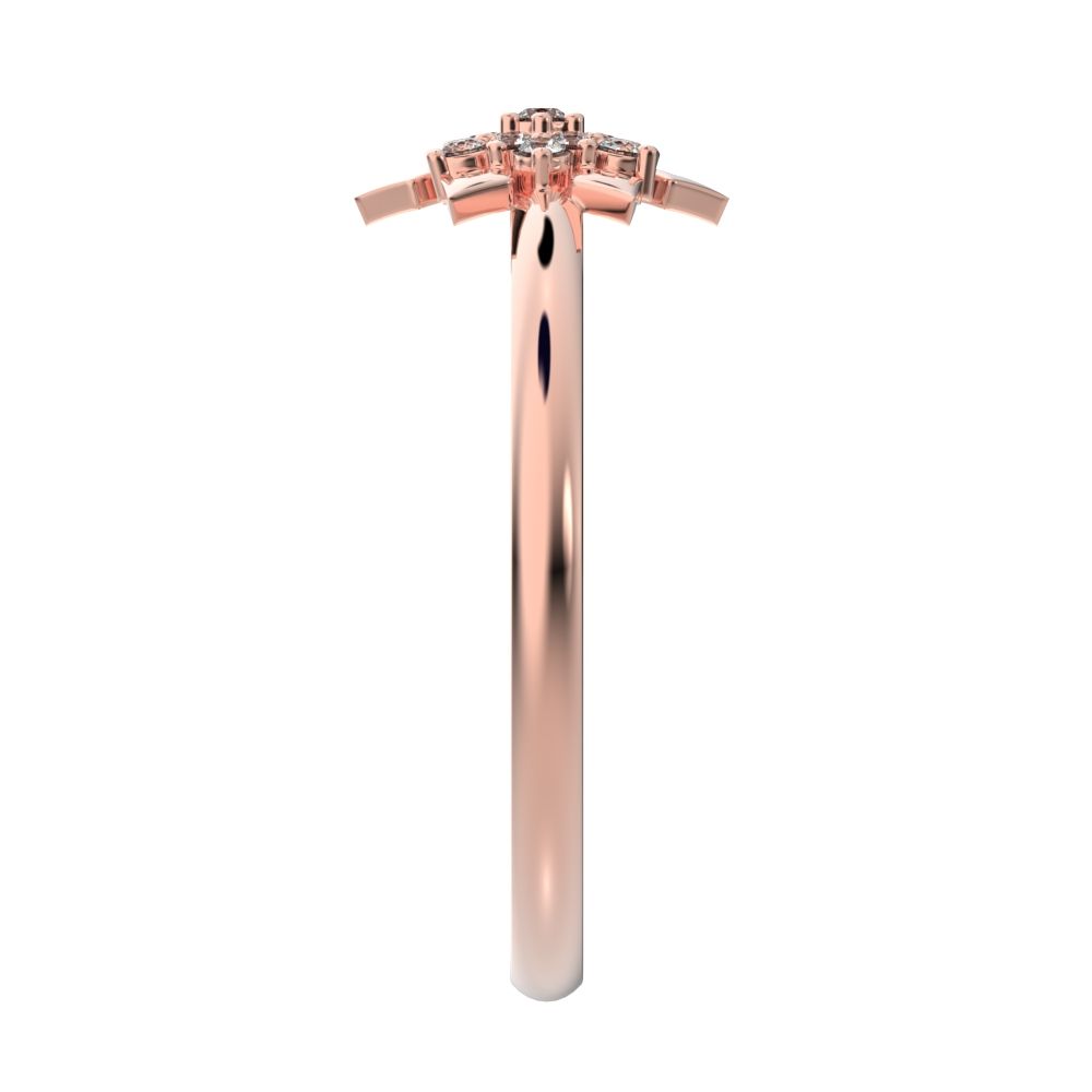 0.07 ct Round Cut Simulated Clear Diamond dainty Minimalist star floral halo petal snow flake 14K / 18K Solid Rose Gold everyday ring