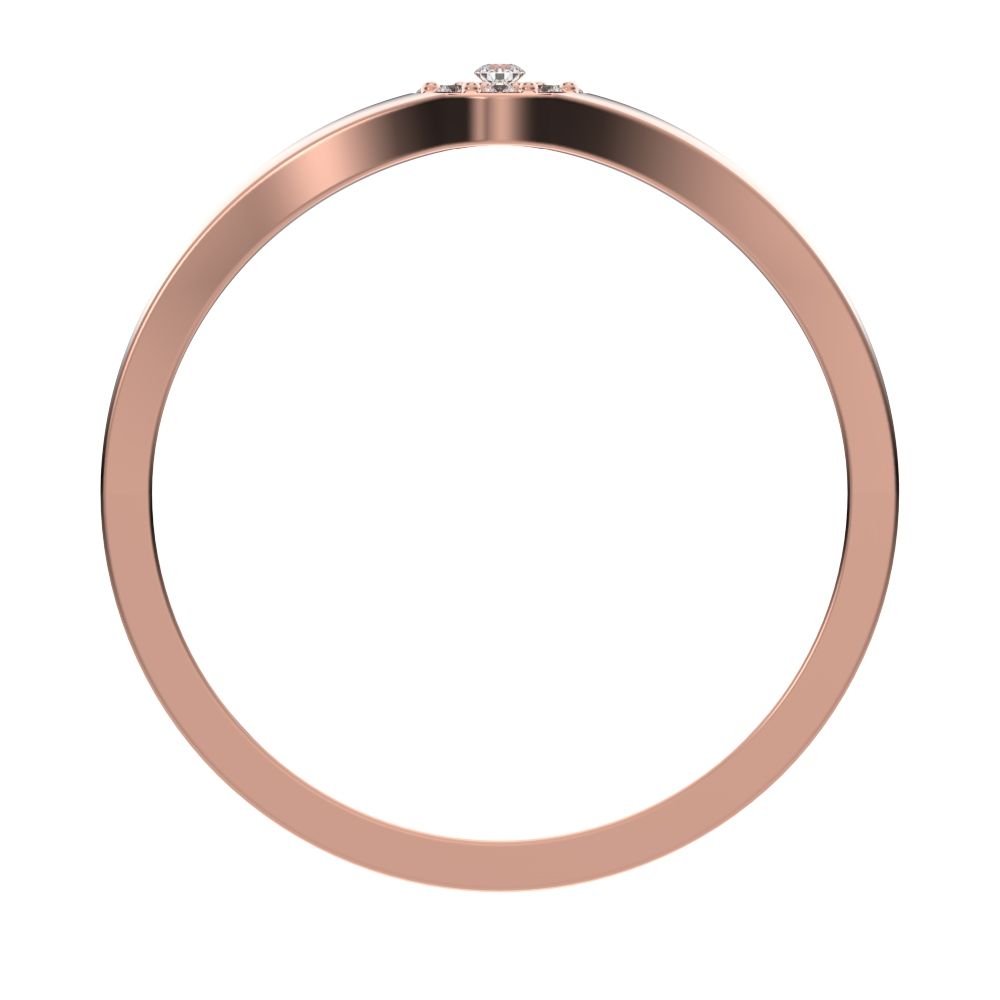 0.05 ct Round Cut Simulated Clear Diamond dainty Minimalist signet cluster halo 14K / 18K Solid Rose Gold everyday ring