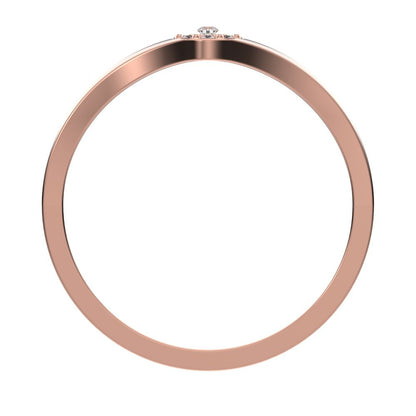 0.05 ct Round Cut Simulated Clear Diamond dainty Minimalist signet cluster halo 14K / 18K Solid Rose Gold everyday ring