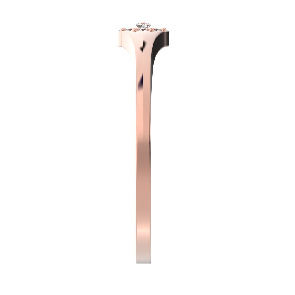 0.05 ct Round Cut Moissanite dainty Minimalist signet cluster halo 14K / 18K Solid Rose Gold everyday ring