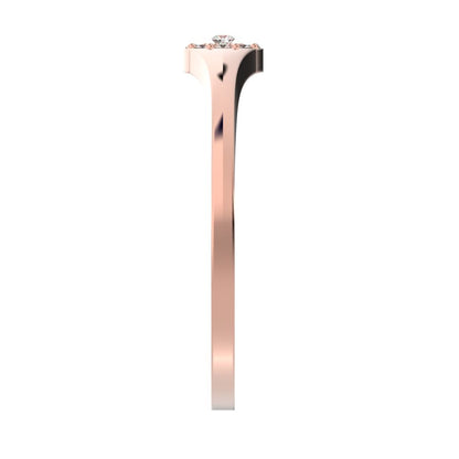 0.05 ct Round Cut Moissanite dainty Minimalist signet cluster halo 14K / 18K Solid Rose Gold everyday ring