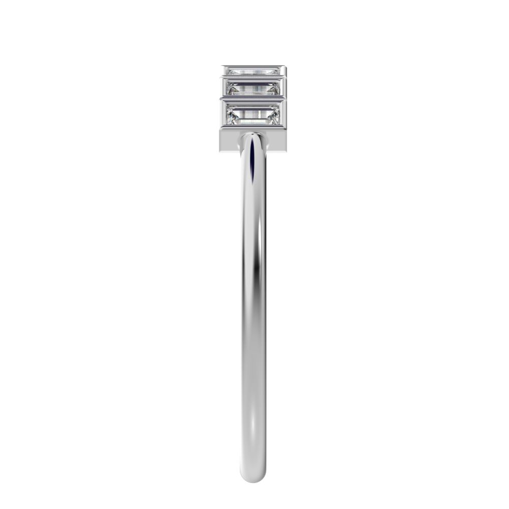 0.35 ct Baguette Cut Moissanite dainty Stackable Minimalist bezel Half Eternity 14K / 18K Solid White Gold everyday wedding band