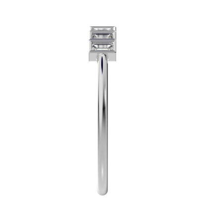 0.35 ct Baguette Cut Moissanite dainty Stackable Minimalist bezel Half Eternity 14K / 18K Solid White Gold everyday wedding band