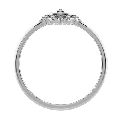 0.1025 ct Round Cut Moissanite dainty Minimalist star floral cluster halo solitaire with accent 14K / 18K Solid White Gold everyday ring