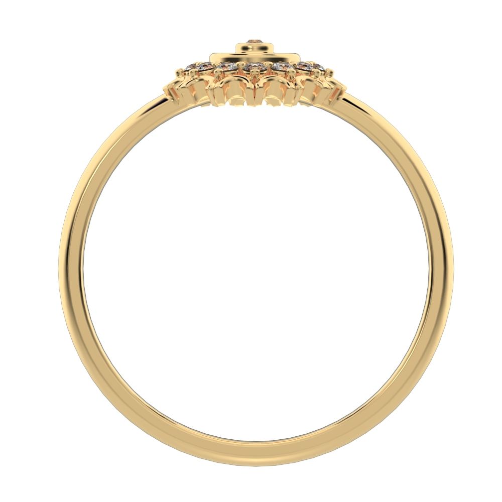0.1025 ct Round Cut Moissanite dainty Minimalist star floral cluster halo solitaire with accent 14K / 18K Solid Yellow Gold everyday ring