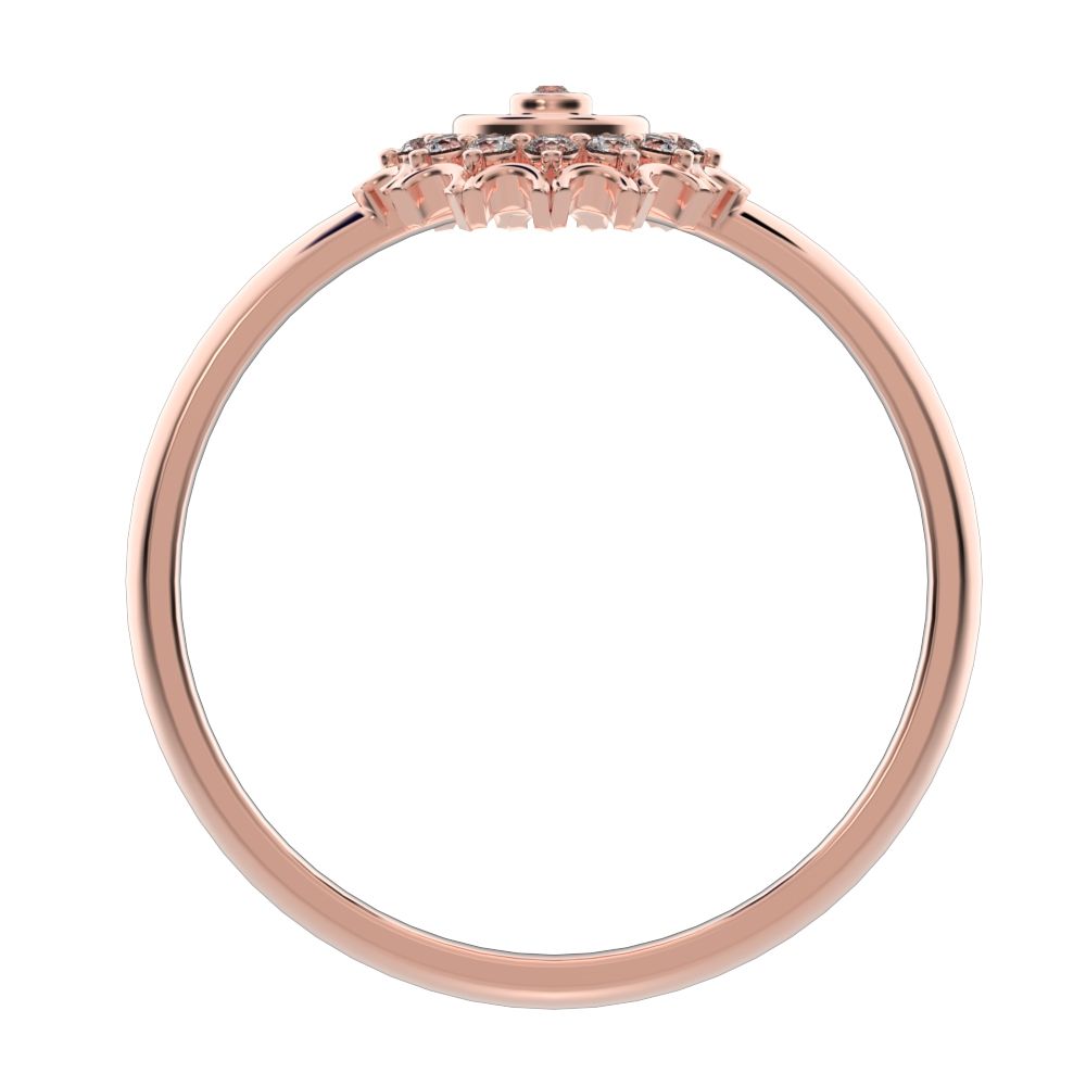 0.1025 ct Round Cut Moissanite dainty Minimalist star floral cluster halo solitaire with accent 14K / 18K Solid Rose Gold everyday ring