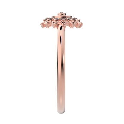 0.1025 ct Round Cut Moissanite dainty Minimalist star floral cluster halo solitaire with accent 14K / 18K Solid Rose Gold everyday ring