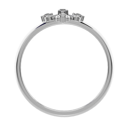 0.06 ct Round Cut Moissanite dainty Minimalist star cluster halo floral light eye 14K / 18K Solid White Gold everyday ring