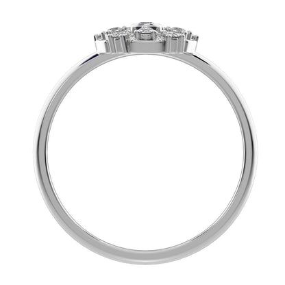 0.165 ct Round Cut Moissanite dainty Minimalist star cluster halo Art Deco petal 14K / 18K Solid White Gold everyday ring