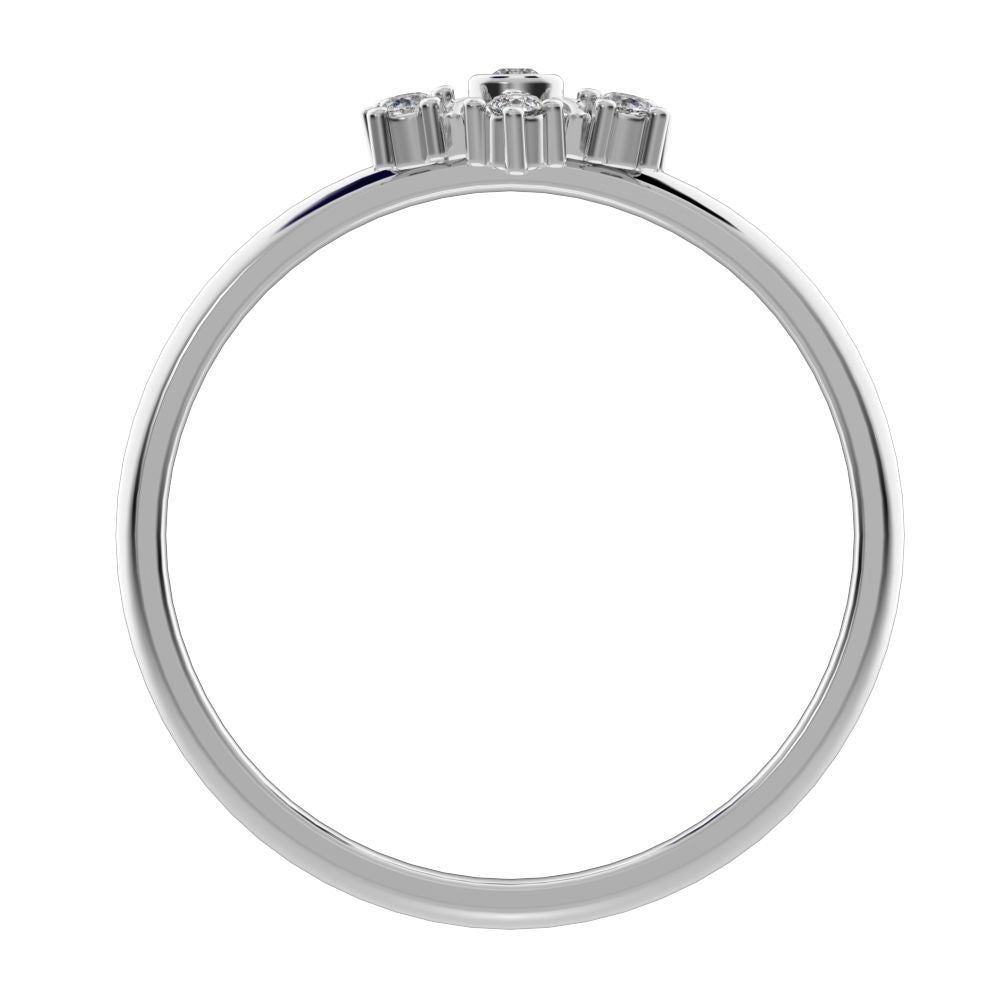 0.07 ct Round Cut Simulated Clear Diamond dainty Minimalist star cluster halo floral Art Deco 14K / 18K Solid White Gold everyday ring