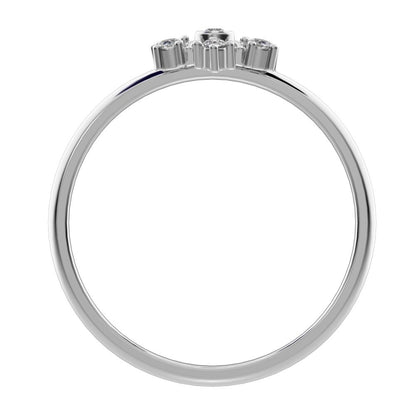 0.07 ct Round Cut Simulated Clear Diamond dainty Minimalist star cluster halo floral Art Deco 14K / 18K Solid White Gold everyday ring