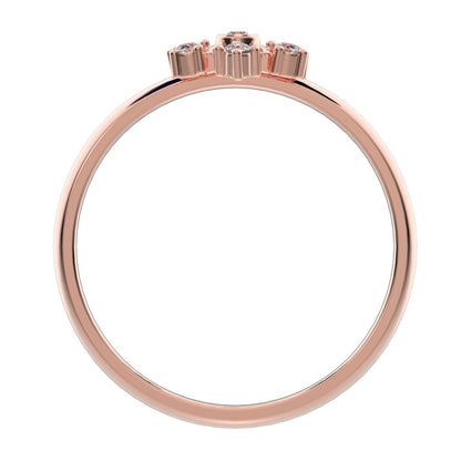 0.07 ct Round Cut Moissanite dainty Minimalist star cluster halo floral Art Deco 14K / 18K Solid Rose Gold everyday ring