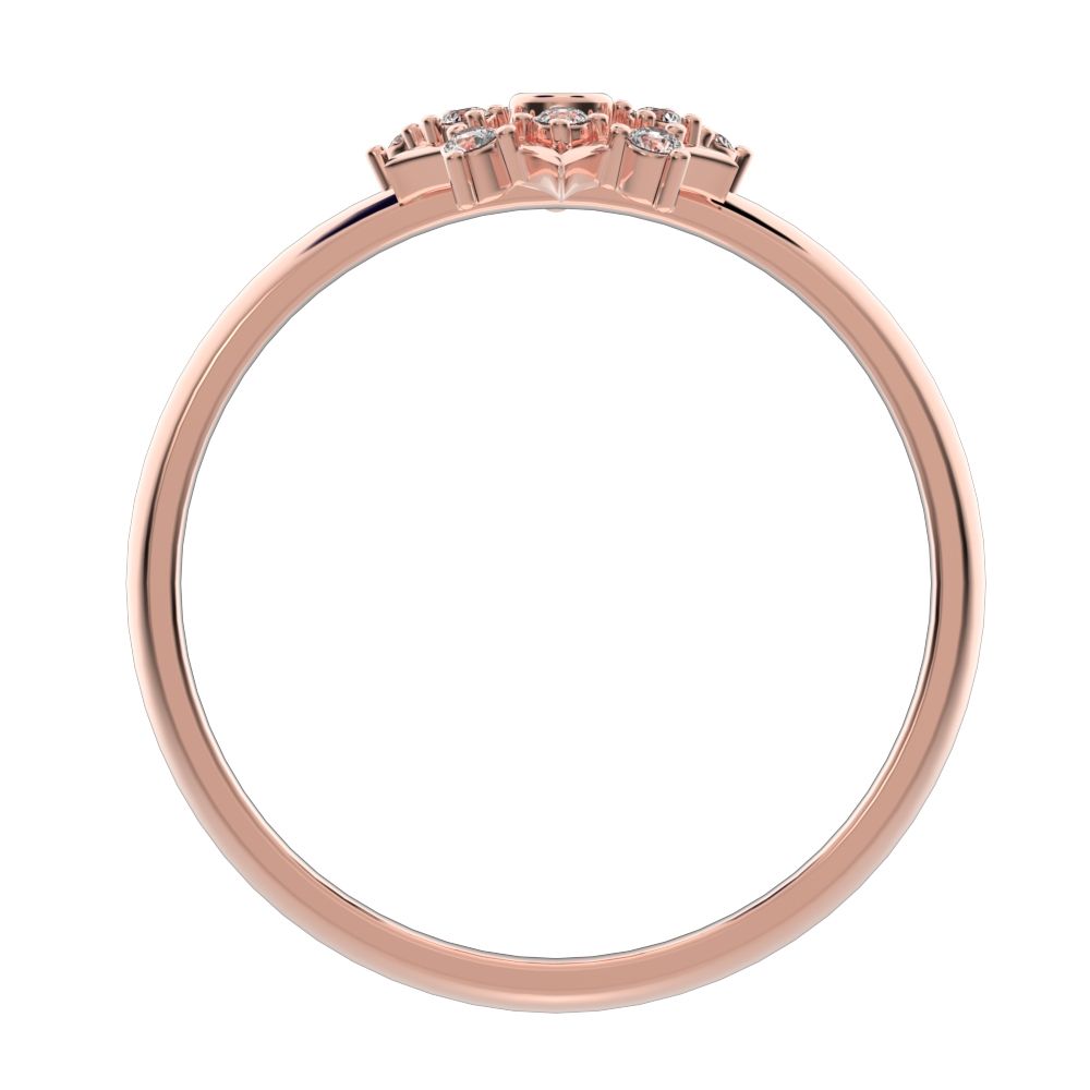 0.085 ct Round Cut Moissanite dainty Minimalist star cluster halo floral snow flake 14K / 18K Solid Rose Gold everyday ring