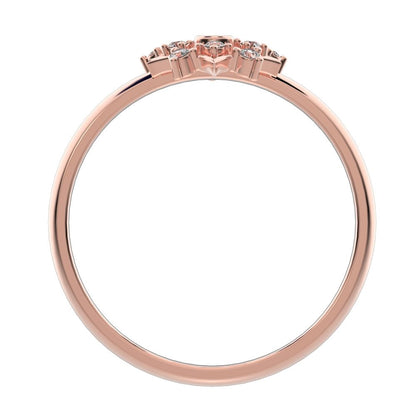 0.085 ct Round Cut Moissanite dainty Minimalist star cluster halo floral snow flake 14K / 18K Solid Rose Gold everyday ring