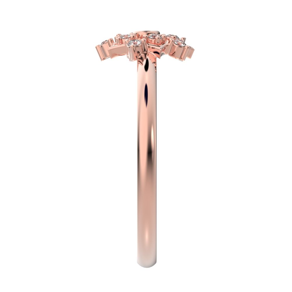 0.085 ct Round Cut Simulated Clear Diamond dainty Minimalist star cluster halo floral snow flake 14K / 18K Solid Rose Gold everyday ring
