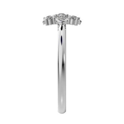 0.115 ct Round Cut Simulated Clear Diamond dainty Minimalist star halo floral square infinity 14K / 18K Solid White Gold everyday ring