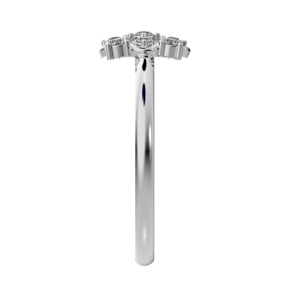 0.115 ct Round Cut Moissanite dainty Minimalist star cluster halo floral square infinity 14K / 18K Solid White Gold everyday ring