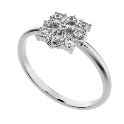 0.115 ct Round Cut Simulated Clear Diamond dainty Minimalist star halo floral square infinity 14K / 18K Solid White Gold everyday ring