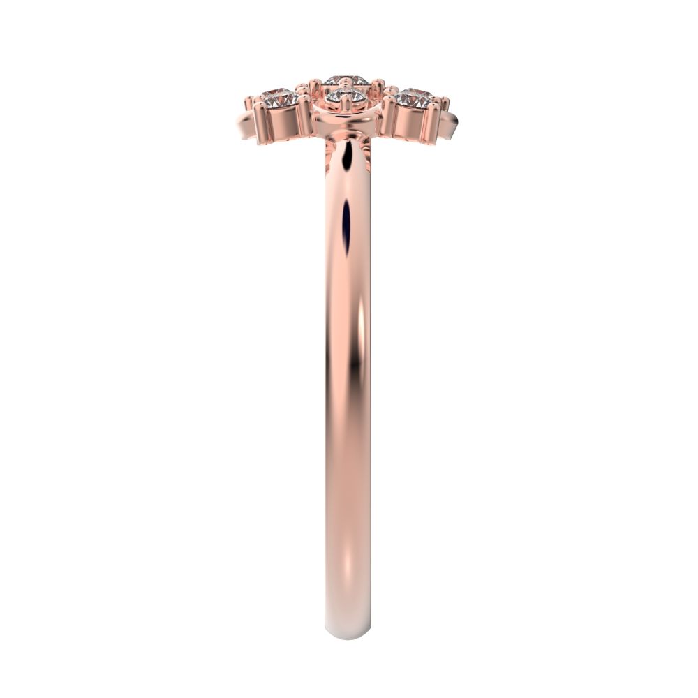 0.115 ct Round Cut Moissanite dainty Minimalist star cluster halo floral square infinity 14K / 18K Solid Rose Gold everyday ring