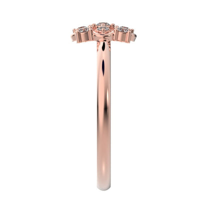 0.115 ct Round Cut Moissanite dainty Minimalist star cluster halo floral square infinity 14K / 18K Solid Rose Gold everyday ring