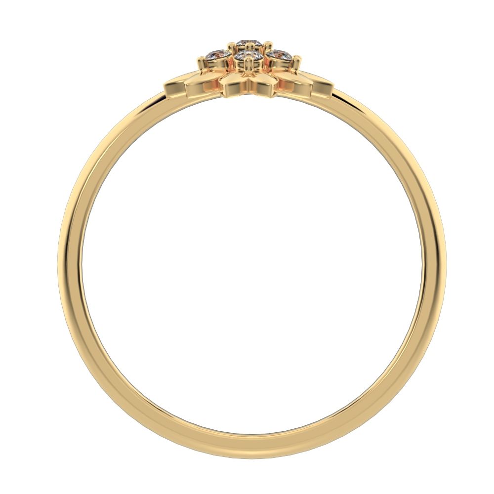 0.07 ct Round Cut Simulated Clear Diamond dainty Minimalist bezel cluster halo floral heart 14K / 18K Solid Yellow Gold everyday ring