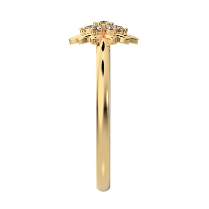 0.07 ct Round Cut Simulated Clear Diamond dainty Minimalist bezel cluster halo floral heart 14K / 18K Solid Yellow Gold everyday ring