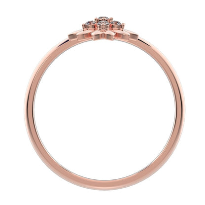 0.07 ct Round Cut Moissanite dainty Minimalist bezel cluster halo floral heart 14K / 18K Solid Rose Gold everyday ring