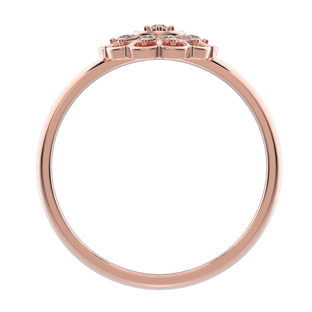 0.11 ct Round Cut Simulated Clear Diamond dainty Minimalist star cluster halo floral Abstract 14K / 18K Solid Rose Gold everyday ring