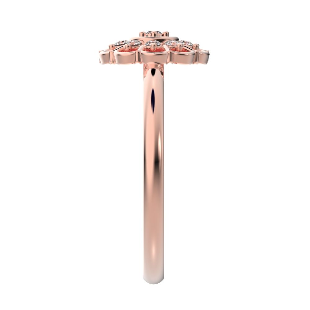 0.11 ct Round Cut Simulated Clear Diamond dainty Minimalist star cluster halo floral Abstract 14K / 18K Solid Rose Gold everyday ring