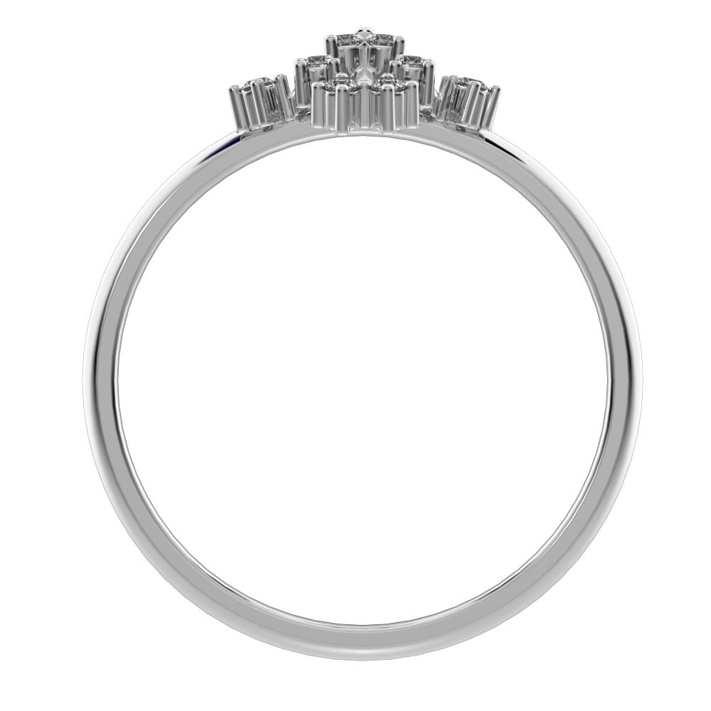 0.12 ct Round Cut Simulated Clear Diamond dainty Minimalist star cluster halo floral Abstract 14K / 18K Solid White Gold everyday ring