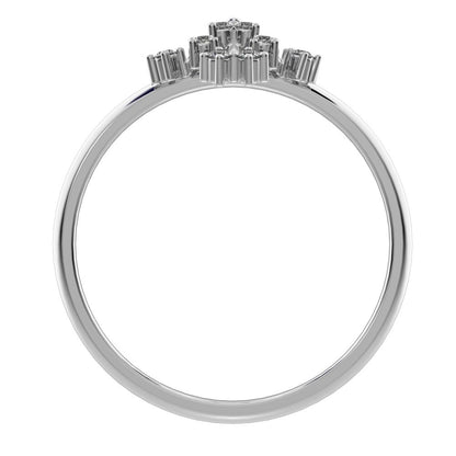 0.12 ct Round Cut Simulated Clear Diamond dainty Minimalist star cluster halo floral Abstract 14K / 18K Solid White Gold everyday ring