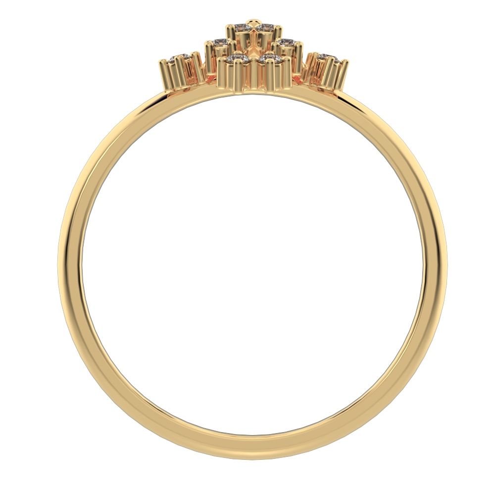 0.12 ct Round Cut Moissanite dainty Minimalist star cluster halo floral Abstract 14K / 18K Solid Yellow Gold everyday ring