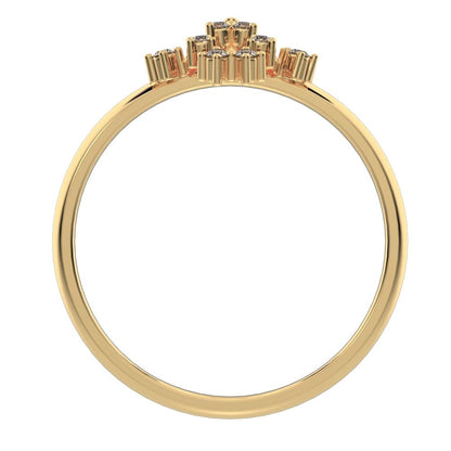 0.12 ct Round Cut Moissanite dainty Minimalist star cluster halo floral Abstract 14K / 18K Solid Yellow Gold everyday ring
