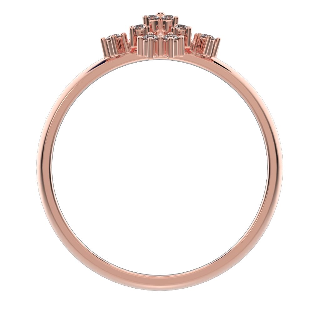 0.12 ct Round Cut Moissanite dainty Minimalist star cluster halo floral Abstract 14K / 18K Solid Rose Gold everyday ring