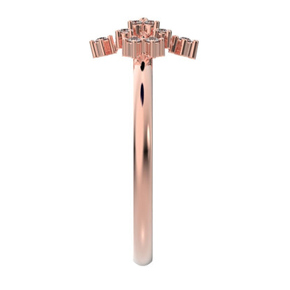 0.12 ct Round Cut Moissanite dainty Minimalist star cluster halo floral Abstract 14K / 18K Solid Rose Gold everyday ring