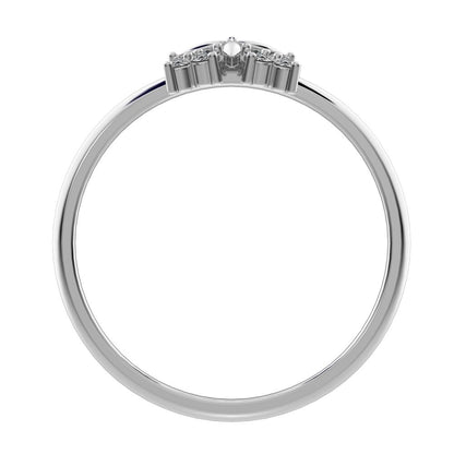 0.12 ct Round Cut Simulated Clear Diamond dainty Minimalist star cluster halo floral snow flake 14K / 18K Solid White Gold everyday ring