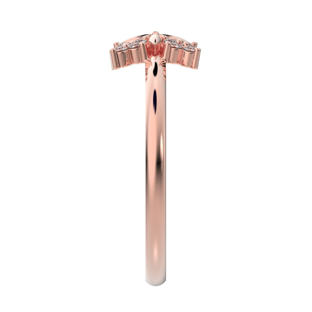 0.12 ct Round Cut Simulated Clear Diamond dainty Minimalist star cluster halo floral snow flake 14K / 18K Solid Rose Gold everyday ring