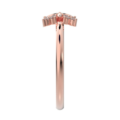 0.12 ct Round Cut Simulated Clear Diamond dainty Minimalist star cluster halo floral snow flake 14K / 18K Solid Rose Gold everyday ring