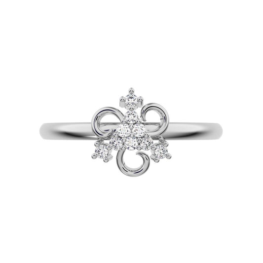 0.0675 ct Round Cut Moissanite dainty Minimalist star cluster halo pyramid petal 14K / 18K Solid White Gold everyday ring