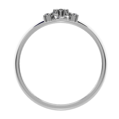 0.0675 ct Round Cut Simulated Clear Diamond dainty Minimalist star cluster halo pyramid petal 14K / 18K Solid White Gold everyday ring