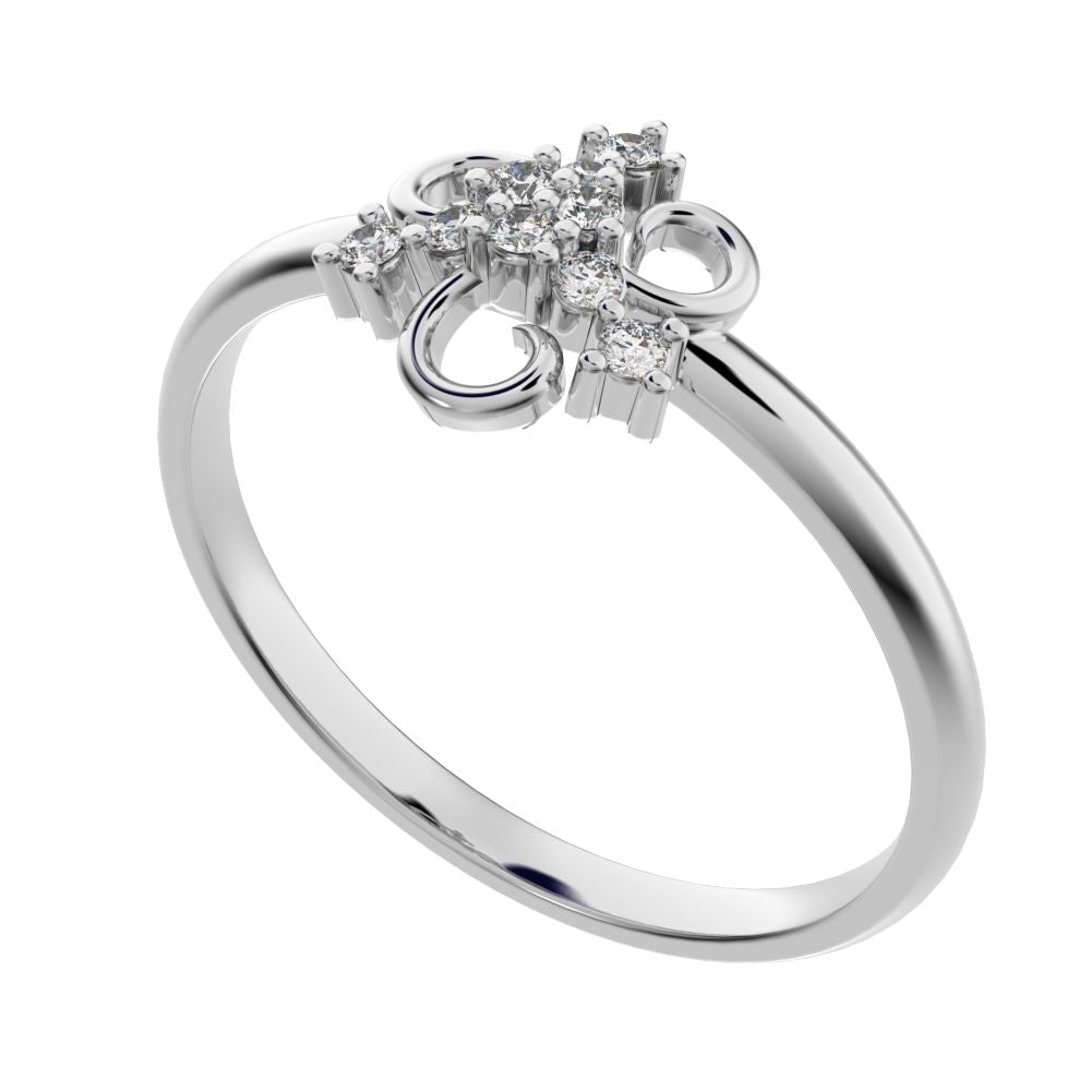 0.0675 ct Round Cut Moissanite dainty Minimalist star cluster halo pyramid petal 14K / 18K Solid White Gold everyday ring